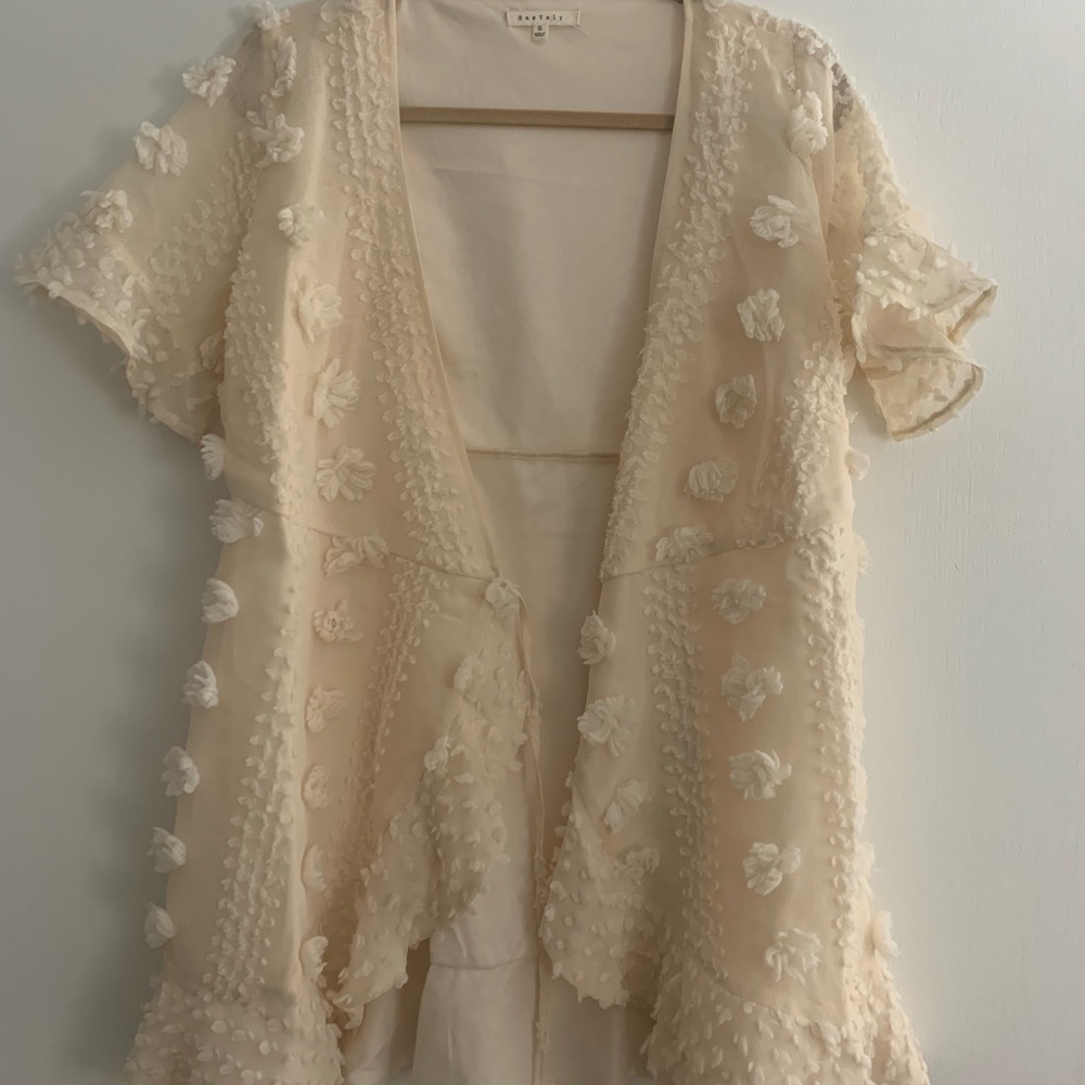 Boutique Cream Floral Wrap Dress